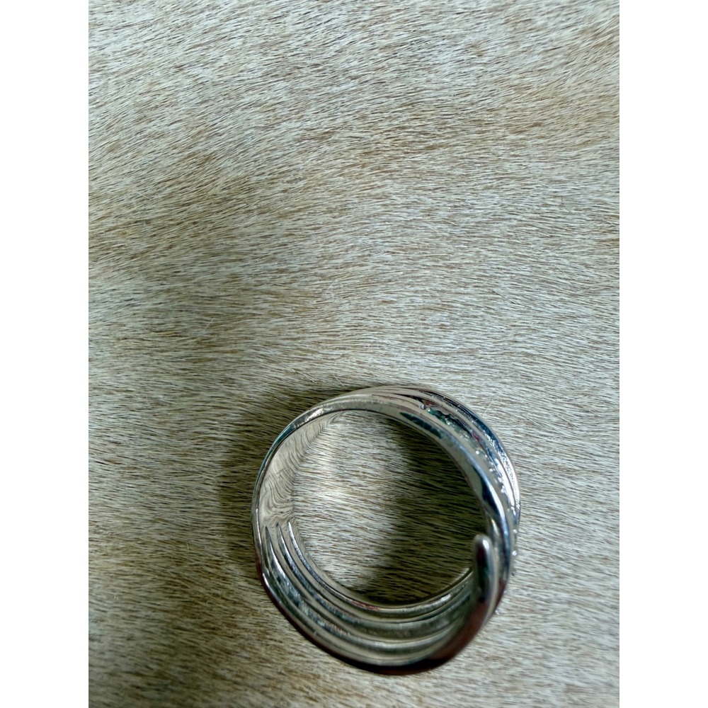 Silver Tone Multi Band Wrap Ring Pave Cubic Zirconia Statement Stacked Style - Picture 6 of 6